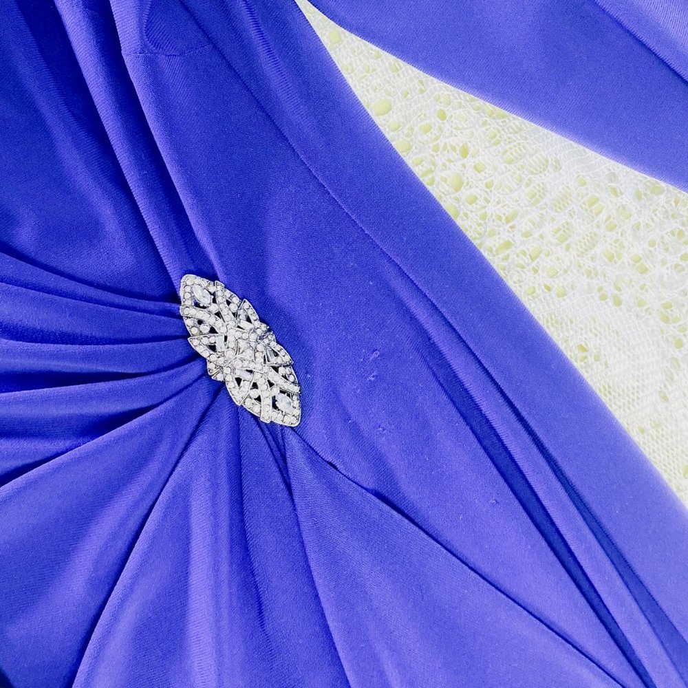 Women's Lauren Ralph Lauren Royal Blue V-neck Jersey Gown Petite Evenings Formal - Picture 14 of 14